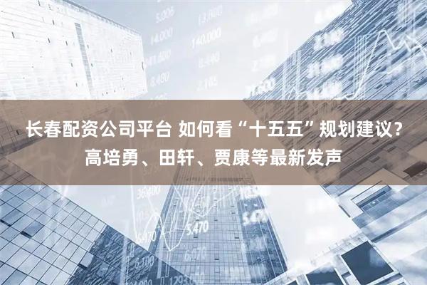 长春配资公司平台 如何看“十五五”规划建议？高培勇、田轩、贾康等最新发声